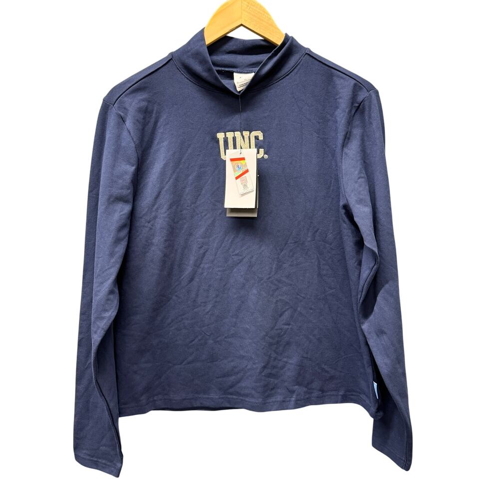 UNC Tar Heels Shirt Womens XL Blue Mock Neck Pullover Tight Fit Nike NEW
